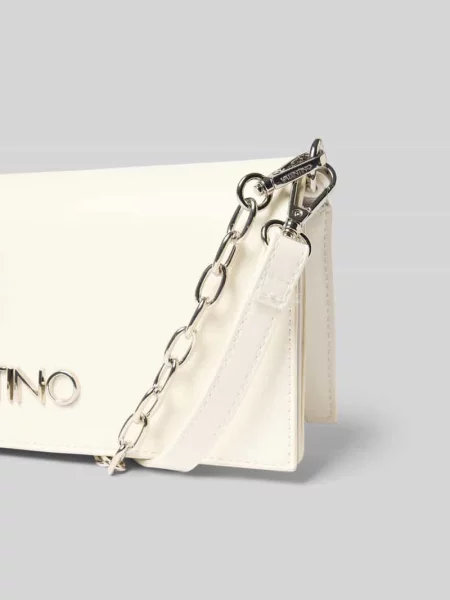 Lniana torebka na łańcuszku Valentino Bags biała