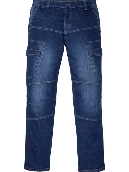 Dżinsy bojówki z elastycznego materiału regular fit straight niebieskie