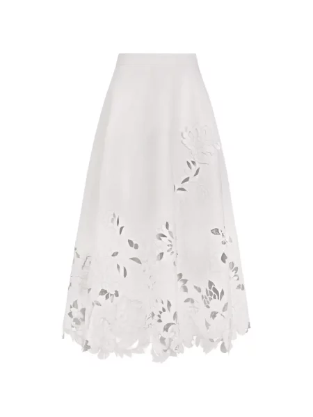 Fustă midi Oscar De La Renta cu model floral alb