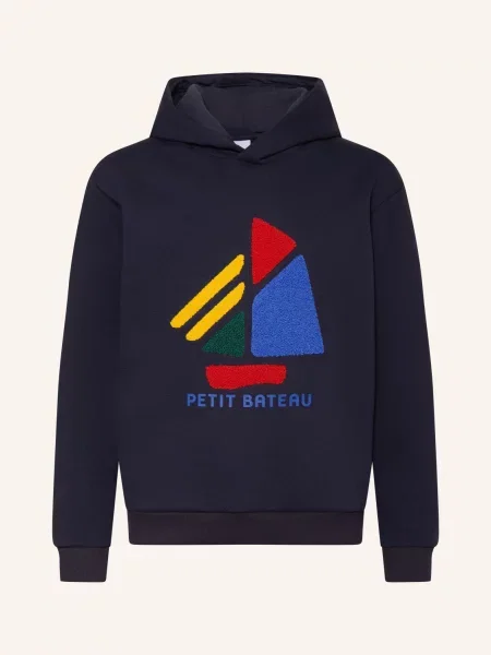 Petit Bateau Mikina S Kapucí tmavě modrá neonově žlutá červená
