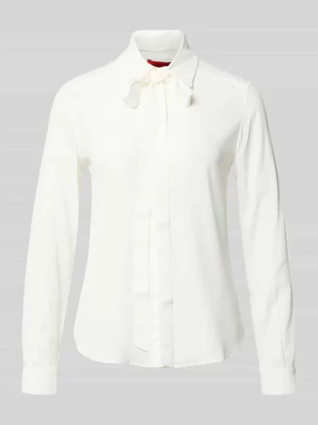 Bluzka koszulowa o kroju regular fit z dodatkiem jedwabiu model ‘ATENEO’ Max&co. biała