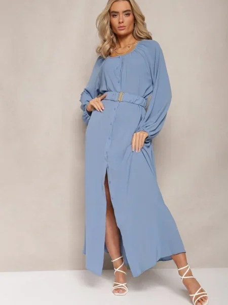 Rochie Maxi lejeră cu și cu Cataramă Metalică Ferian albastră