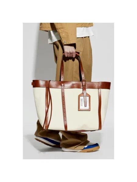 Torba Moschino skórzana beżowa