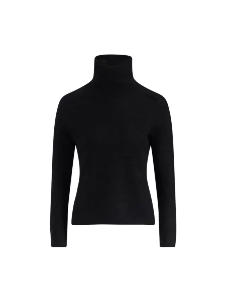 Lniany sweter z golfem Max Mara czarny