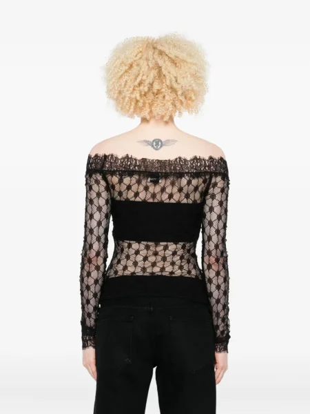 Top Isabel Marant cu model floral din dantelă negru