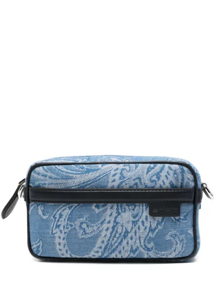 Geantă Etro cu model paisley albastru