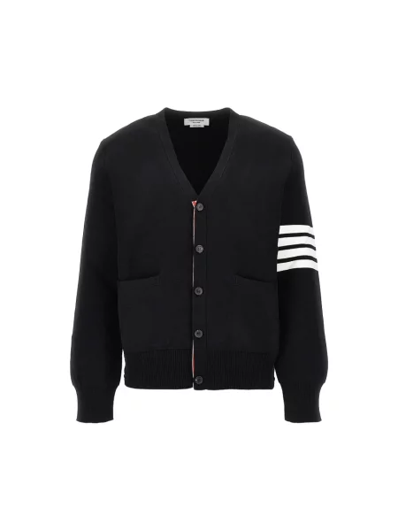 Kardigan Thom Browne z dekoltem w serek z krepy czarny