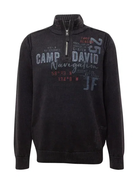 CAMP DAVID Pulover albastru marin / maro negru