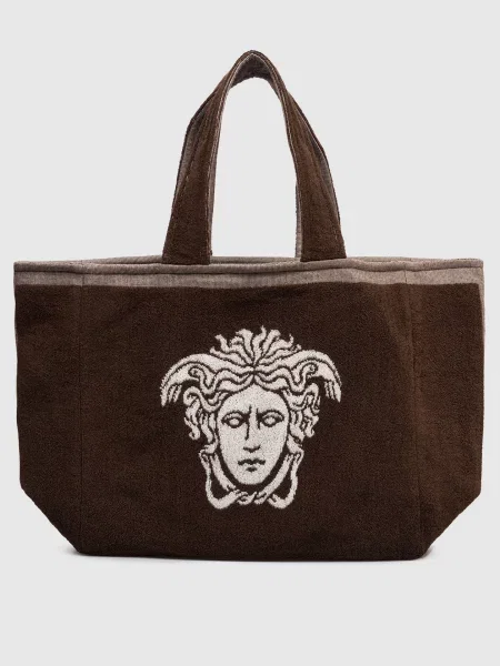Махрова сумка-тоут з візерунком Medusa Versace коричнева
