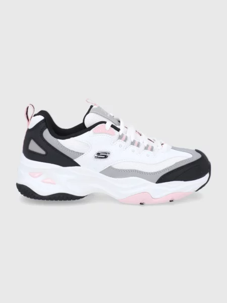 Обувки Skechers сиво с платформа бяло