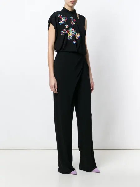 Kombinezon Vionnet drapowany dzwony czarny