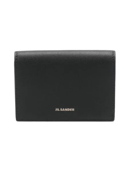 Portfel Jil Sander skórzany z logo czarny
