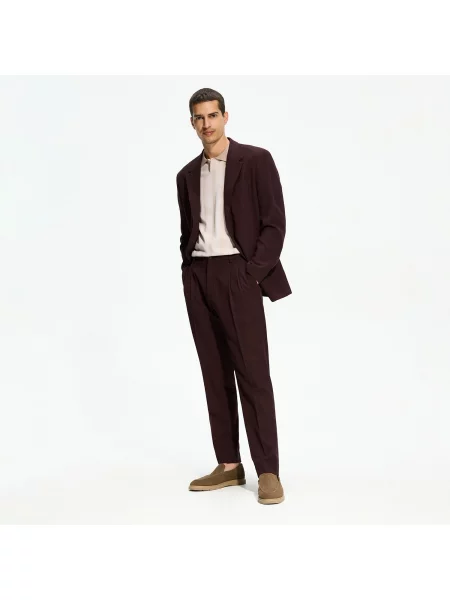 Reserved Oblekové kalhoty slim fit mahagonová