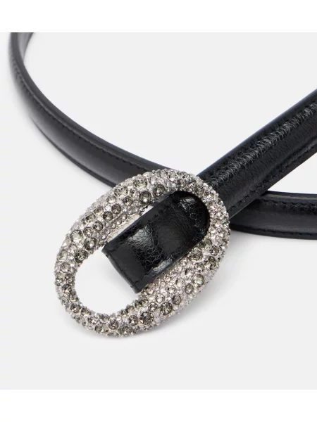 Curea Saint Laurent din piele de cristal negru