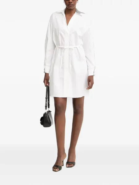 Cu centură rochie tip cămașă Armani Exchange alb