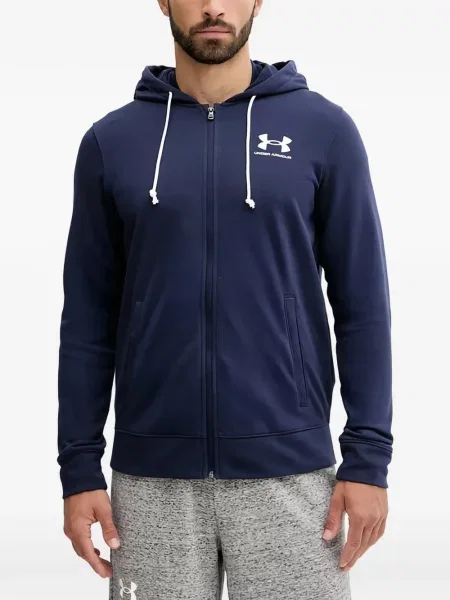 Hanorac cu glugă Under Armour cu autograf albastru