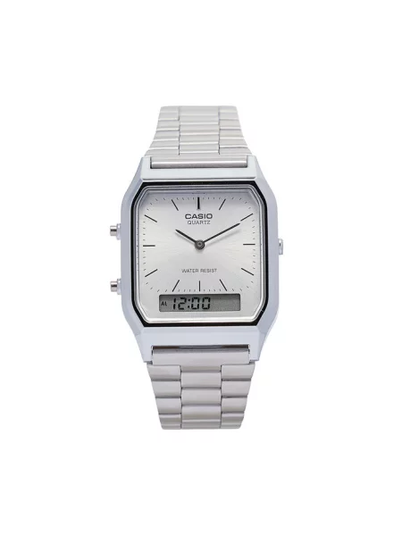 Lniany zegarek Casio retro szary