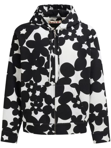 Hanorac cu glugă Marni cu model floral cu imagine negru