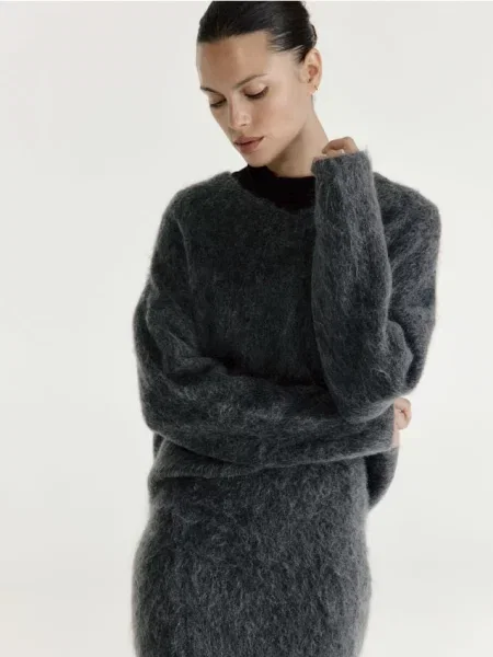 Reserved Джемпер із додаванням вовни й мохеру темно-сірий сірий