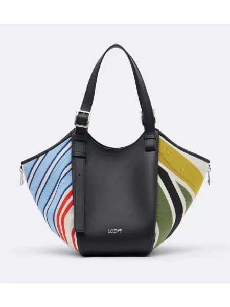 Geantă shopper Loewe cu broderie cu dungi