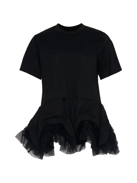 Tricou Noir Kei Ninomiya cu volane negru
