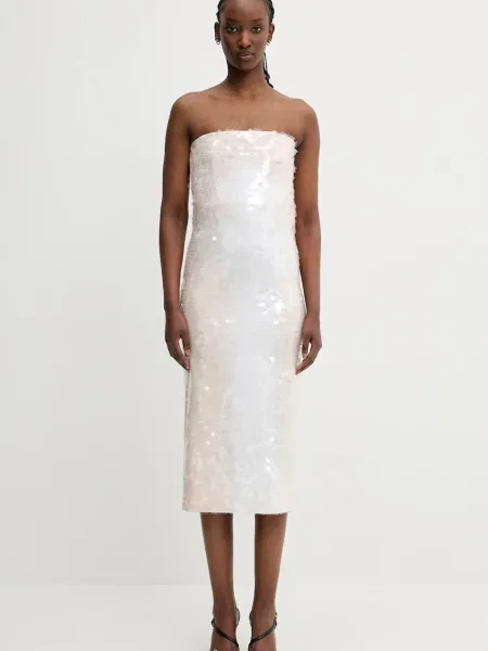 Sportmax sukienka Stemma beżowy mini dopasowana różowa