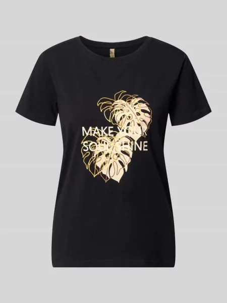 T-shirt z nadruk z napisem i motywem model RINA' Soyaconcept czarna