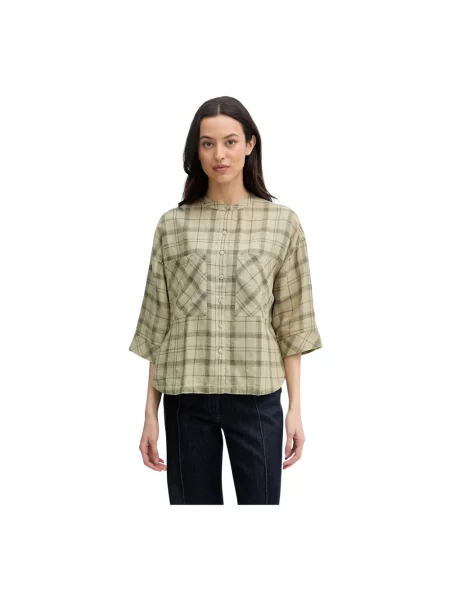 Lniana bluzka Barbour zielona