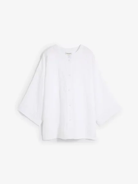 Bluzka oversize z czystego lnu biała