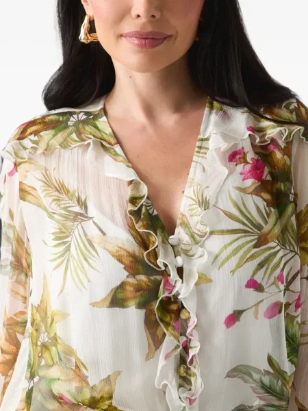 Bluză Guess cu model floral cu imagine alb