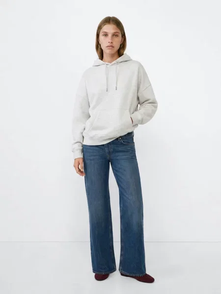 Bluza z kapturem i haftem jasnoszary Teen XS MANGO TEEN