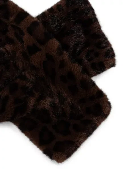Raštuotas šalikas Joseph Ribkoff leopardinis su kailiu ruda