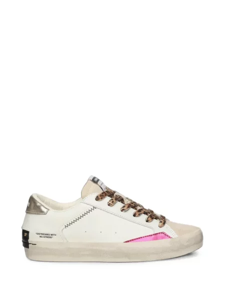 Sneakerși Crime London cu șireturi din dantelă alb
