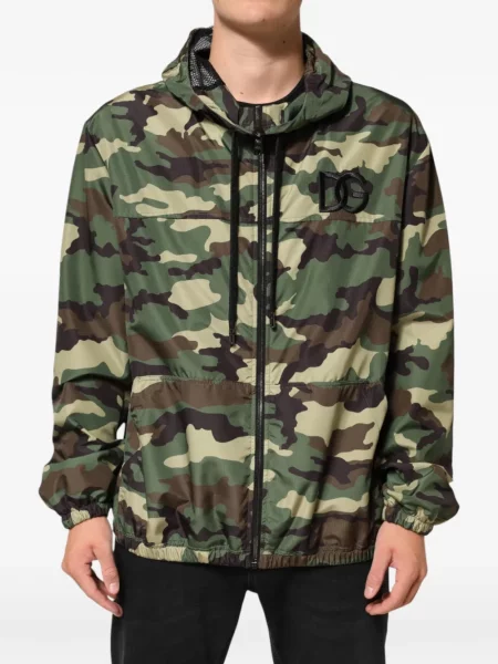Geacă Dolce & Gabbana cu model camuflaj cu autograf verde