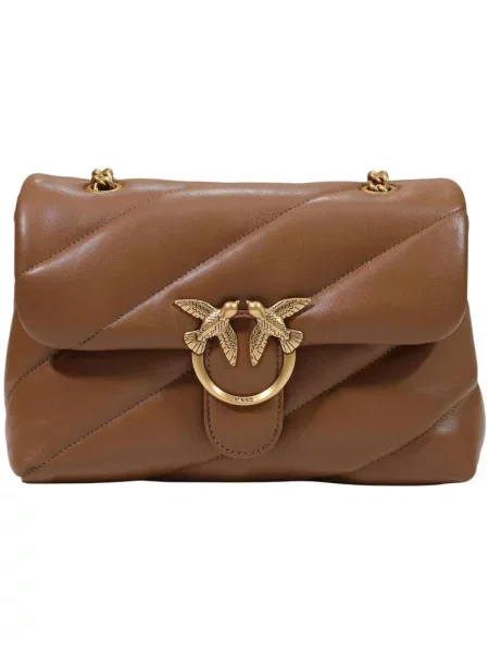 Geanta crossbody Pinko din piele clasică maro