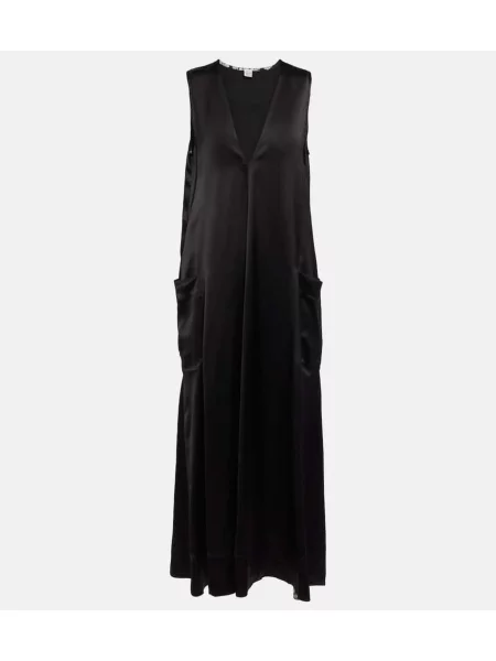 Satenska midi obleka Toteme črna