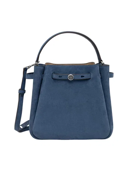 Torebka Tory Burch skórzana z nitami niebieska