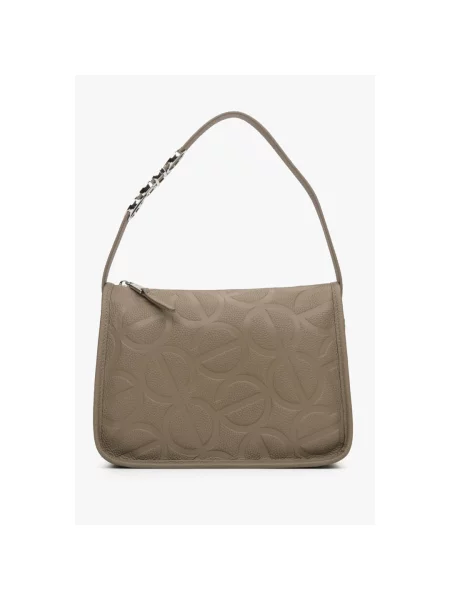 Сумка на плече шкіряна Estro сіра