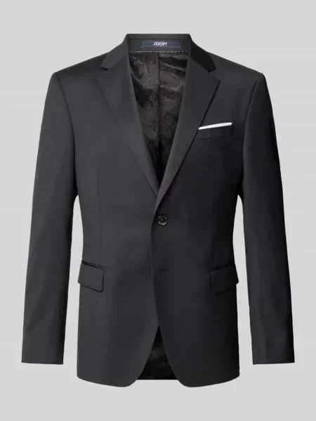 Marynarka JOOP! Collection;Mieszanka bawełny i elastanu;Prosty krój;Model ‘Herby’;Jednolity kolor;Kołnierz z połami;Brustasza;Listwa guzikowa;Kieszenie z patką;Długość tyłu w rozmiarze czarna