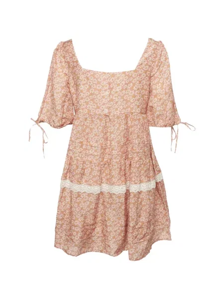 Rochie mini Maje cu model floral cu imagine din dantelă roz