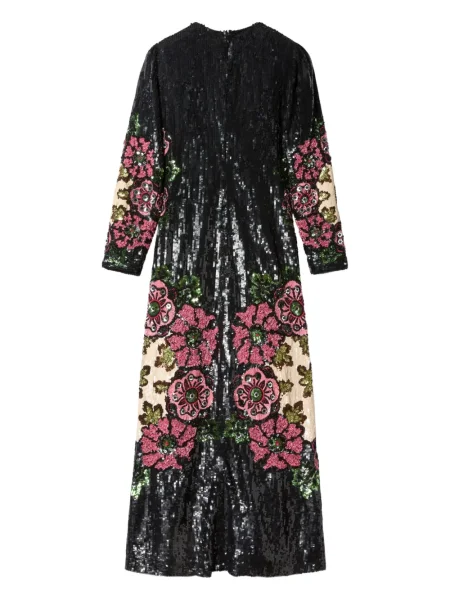 Rochie maxi La Doublej cu broderie cu model floral de costum negru