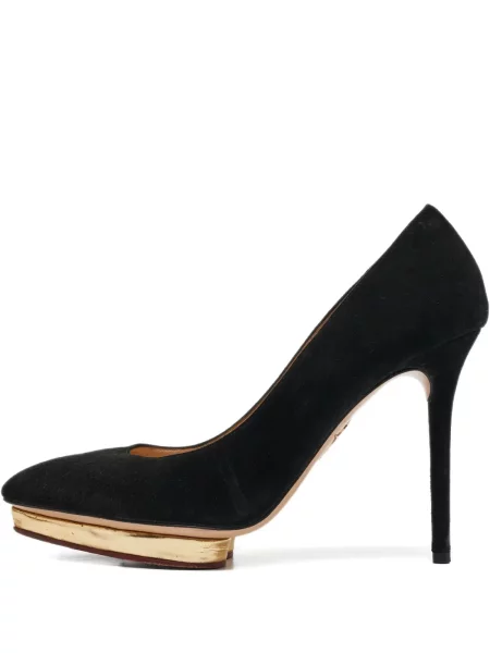 Pantofi cu toc Charlotte Olympia din piele de căprioară cu platformă negru