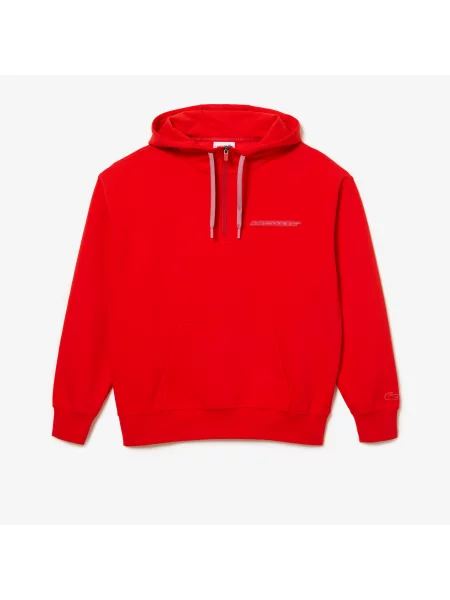 Lacoste Luźna Bluza Z Kapturem Dwustronna Lacoste czerwona