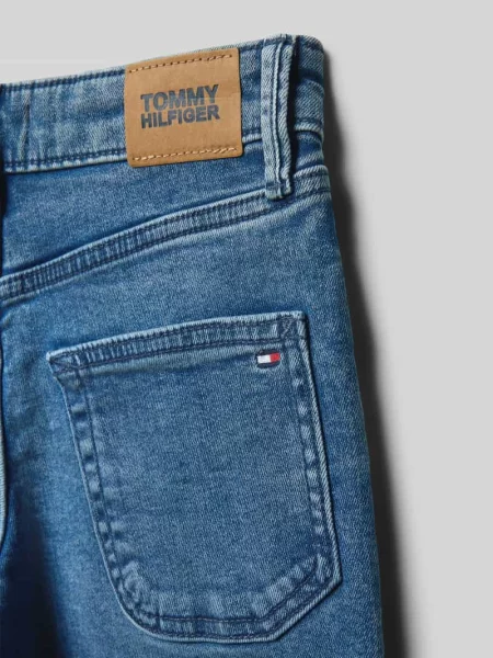 Proste jeansy o kroju Straight Fit z mieszanki bawełny Tommy Hilfiger niebieskie