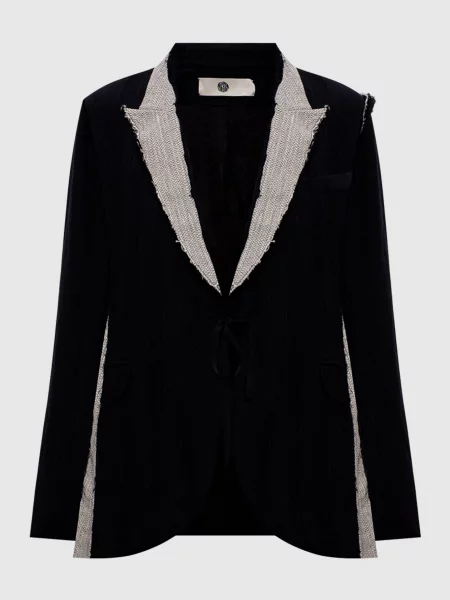 Жакет з вовною з контрастними вставками Marc Le Bihan чорний