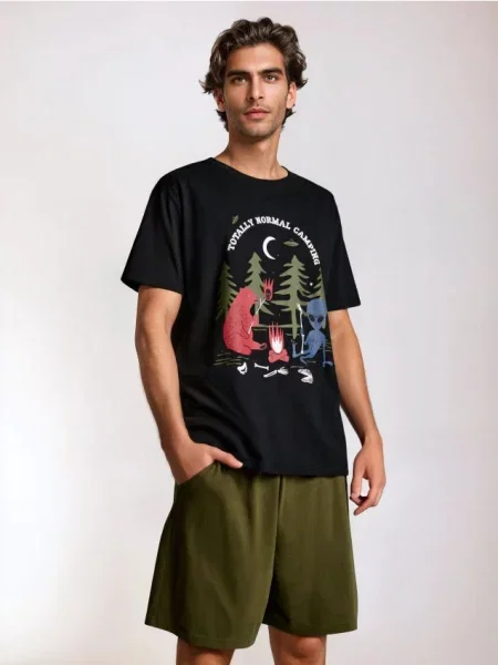 Sinsay piżama z nadrukiem i wielobarwny