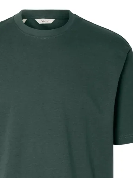 Tricou Selected cu decolteu rotund verde