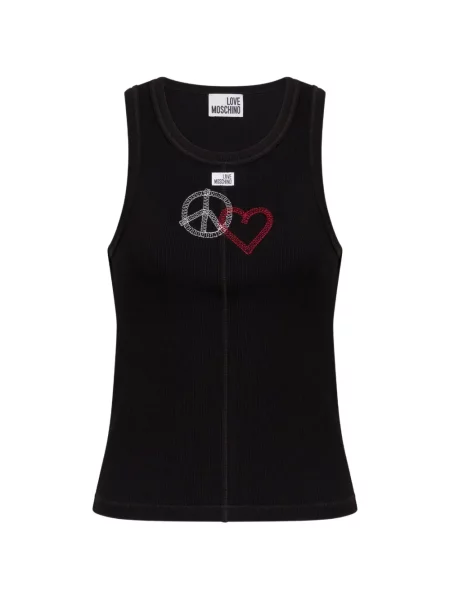 Top Love Moschino cu motiv cu inimi negru