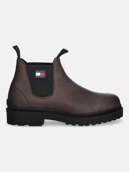 Tommy Jeans sztyblety skórzane TJM CHELSEA LEATHER WL brązowy