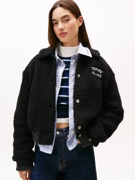 Tommy Jeans Geacă bomber VARSITY | Loose fit negru